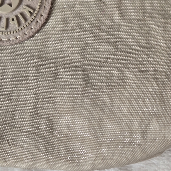 Kipling Alvar Crossbody Nylon Purse Beige W/glitter  Shoulderbag Small - Picture 2 of 12